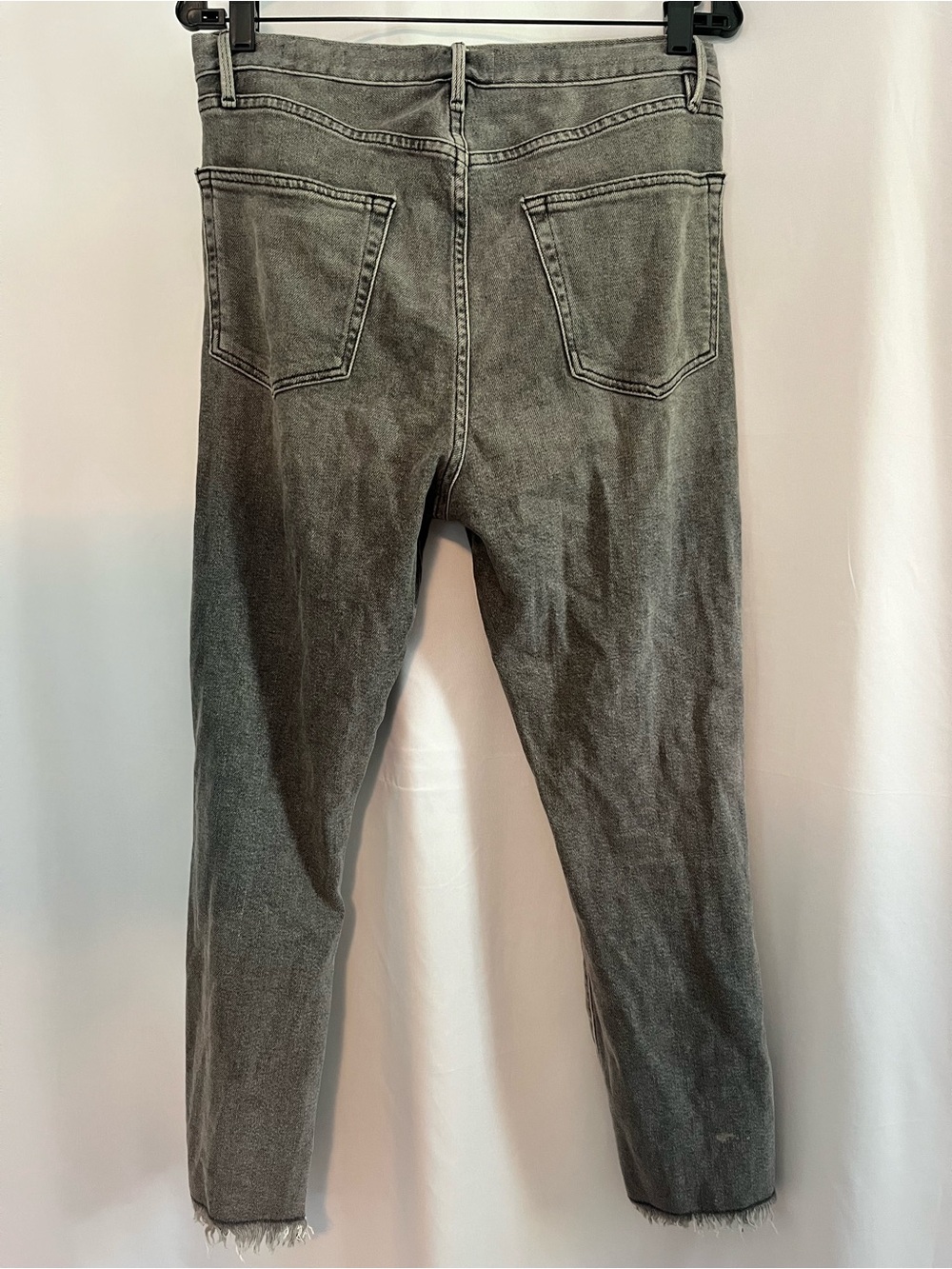 frame le crop original grey wash straight leg jeans distressed raw hem size 29 - Picture 6 of 9